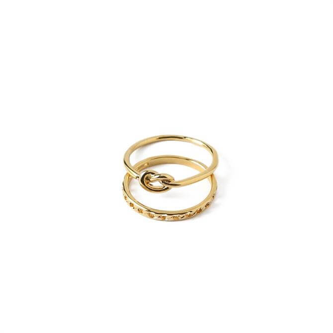 Orelia London Jewellery Rope Chain & Knot Gold Ring Set M/L